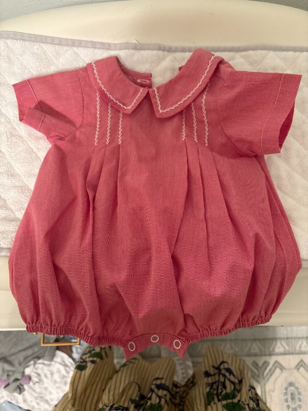 EUC Remember Nguyen Red Micro Feather Stitch Boy Bubble 6M